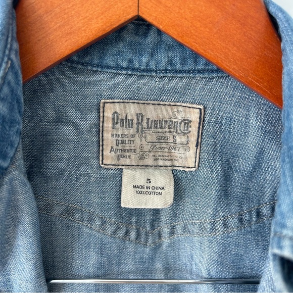 Polo Republic Co. Boys’ Denim Snap Button Western Shirt - Size 5 - Picture 3 of 4